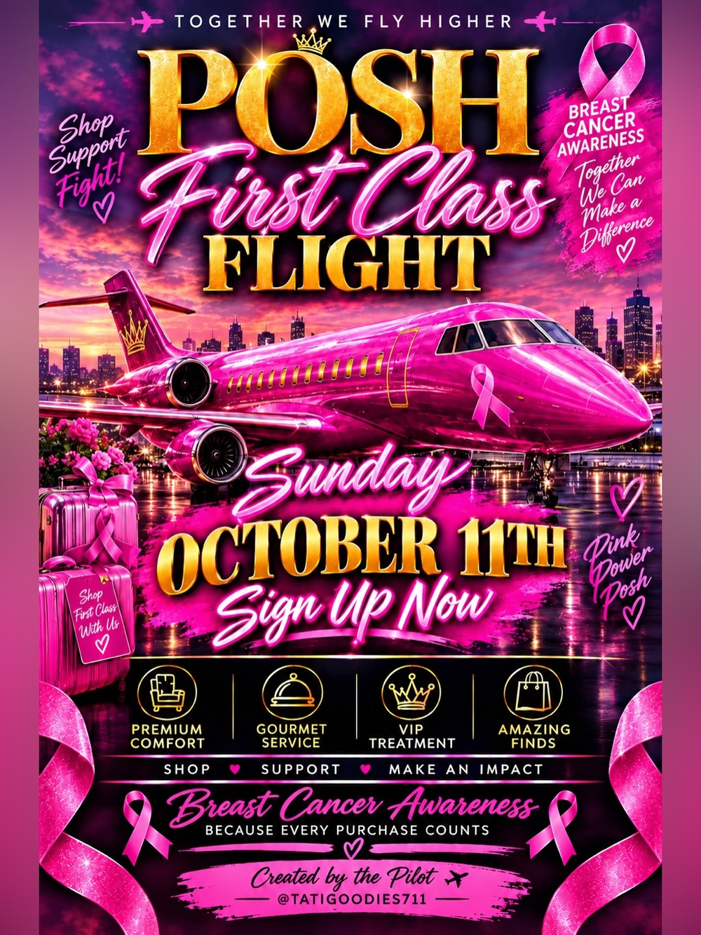 Breast Cancer Awareness Flight Together We Fight 🥊✈️ - Picture 1 of 1